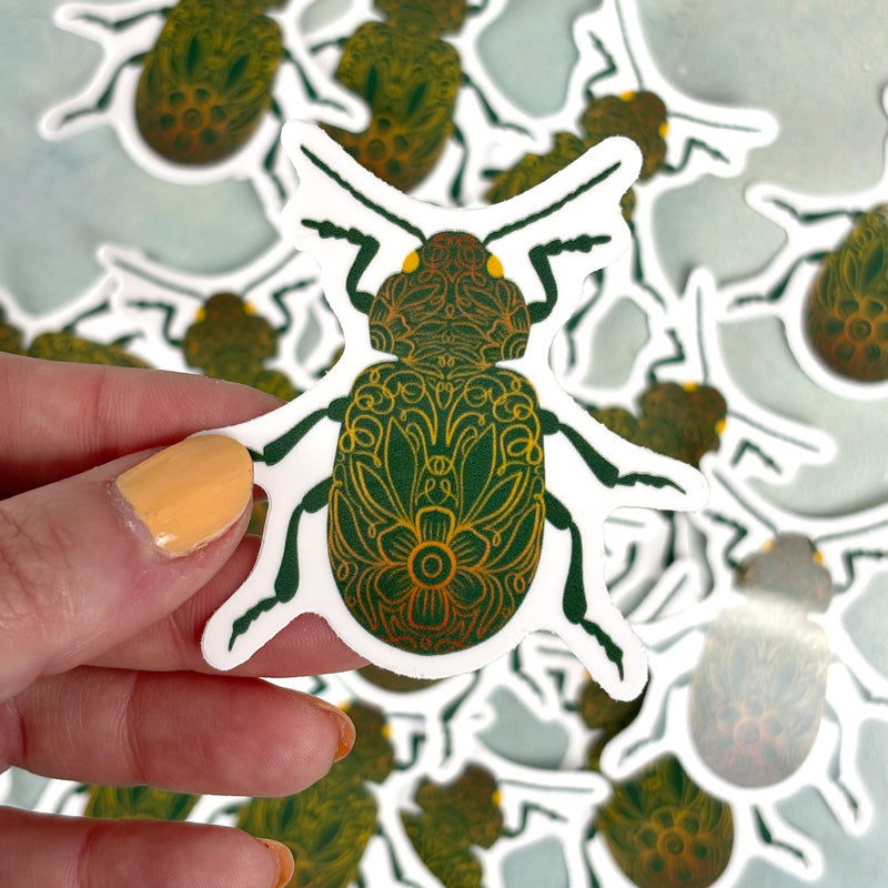 Green Beetle Sticker