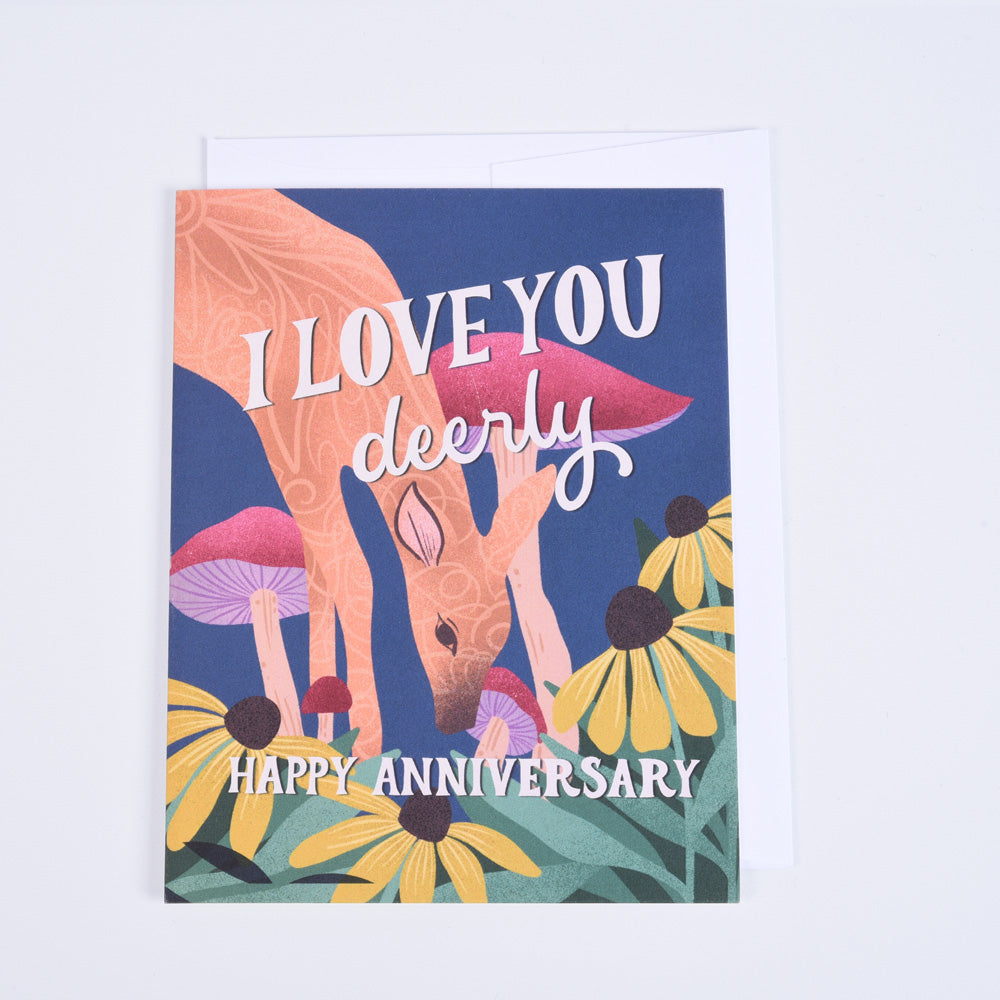 Love You Deerly Anniversary Greeting Card